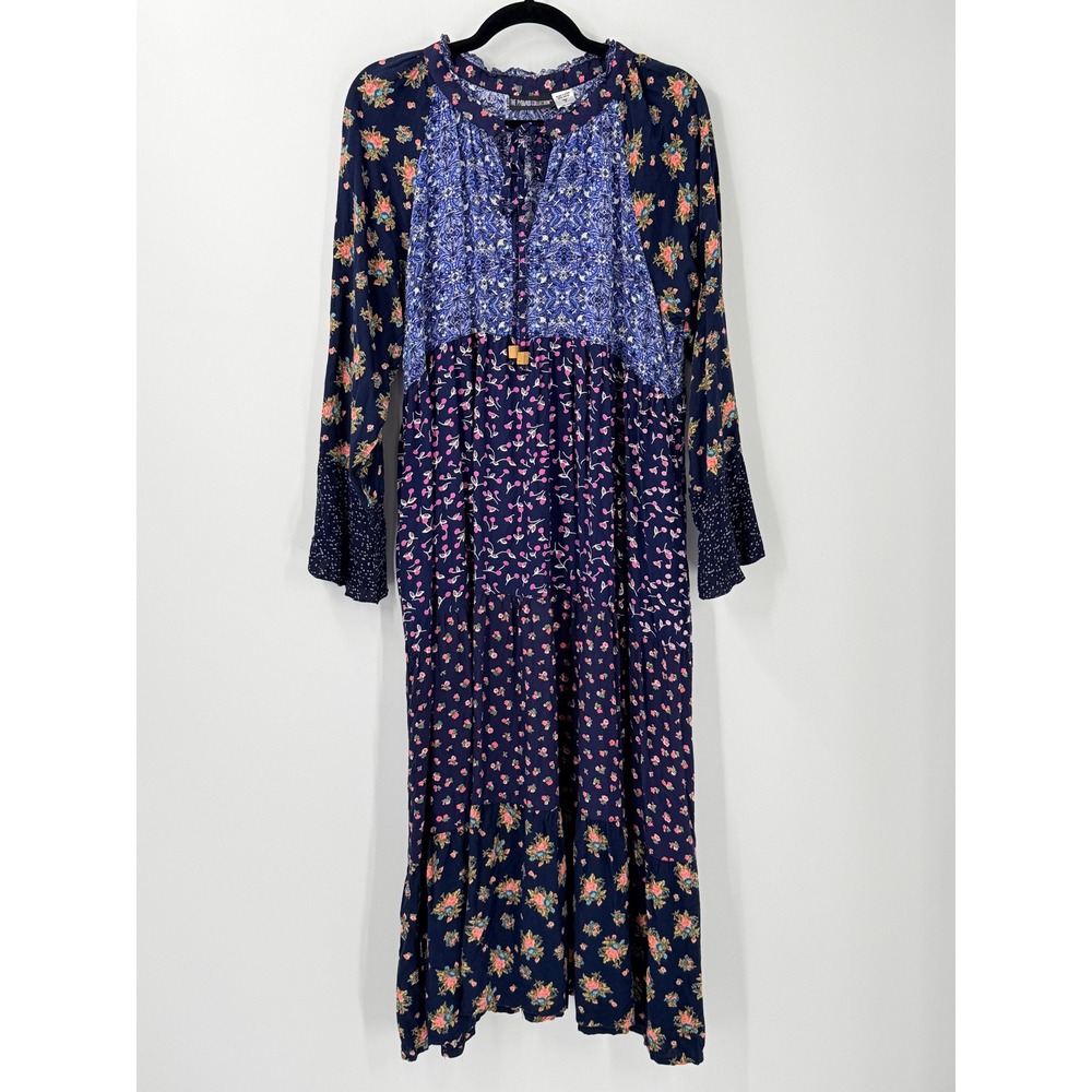 The Pyramid Collection Midi Dress Size M Patchwork BoHo Cottagecore dark floral